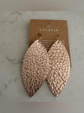 Rose Gold Textured Leather Earrings